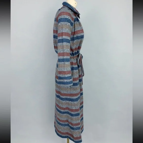 VTG Missoni 70s 80s wool stripe collared maxi dress 42 medium POCKETS - Picture 7 of 16